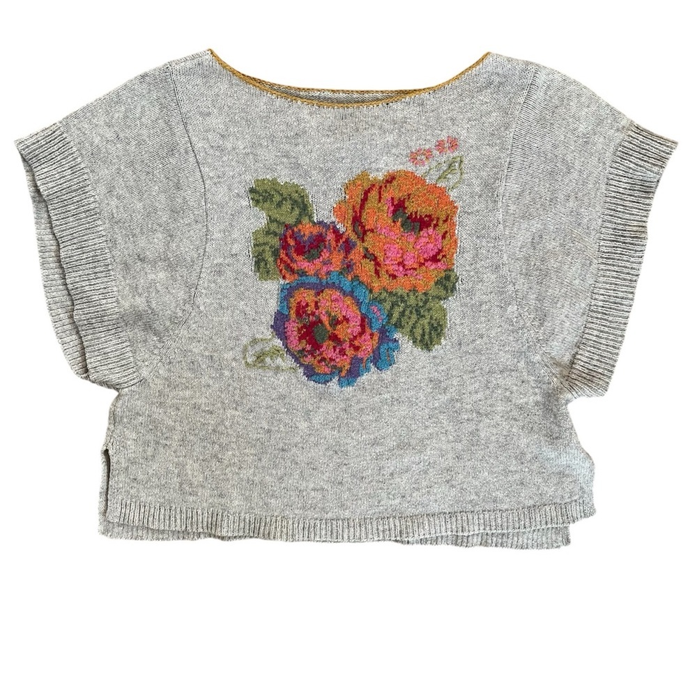 Angel of the North Anthropologie Poncho Style Floral Coquette Balletcore Knit - Picture 4 of 11
